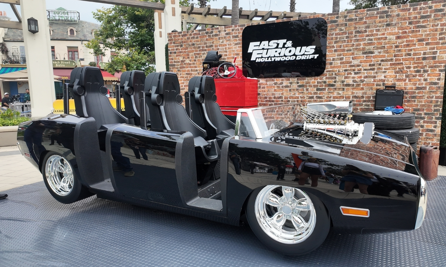 The new Dodge Charger ride vehicle for Fast and Furious: Hollywood Drift at Universal Studios Hollywood on June 12, 2025 (Carolyn Burt, SCNG)
