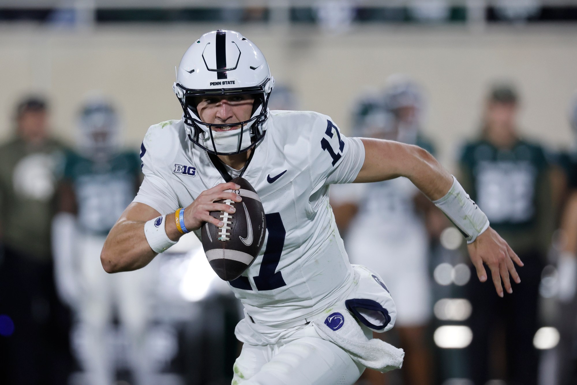 Penn State redshirt freshman quarterback Ethan Grunkemeyer passed for 1,341 yards and eight touchdowns this season. (Duane Burleson/Getty Images)

