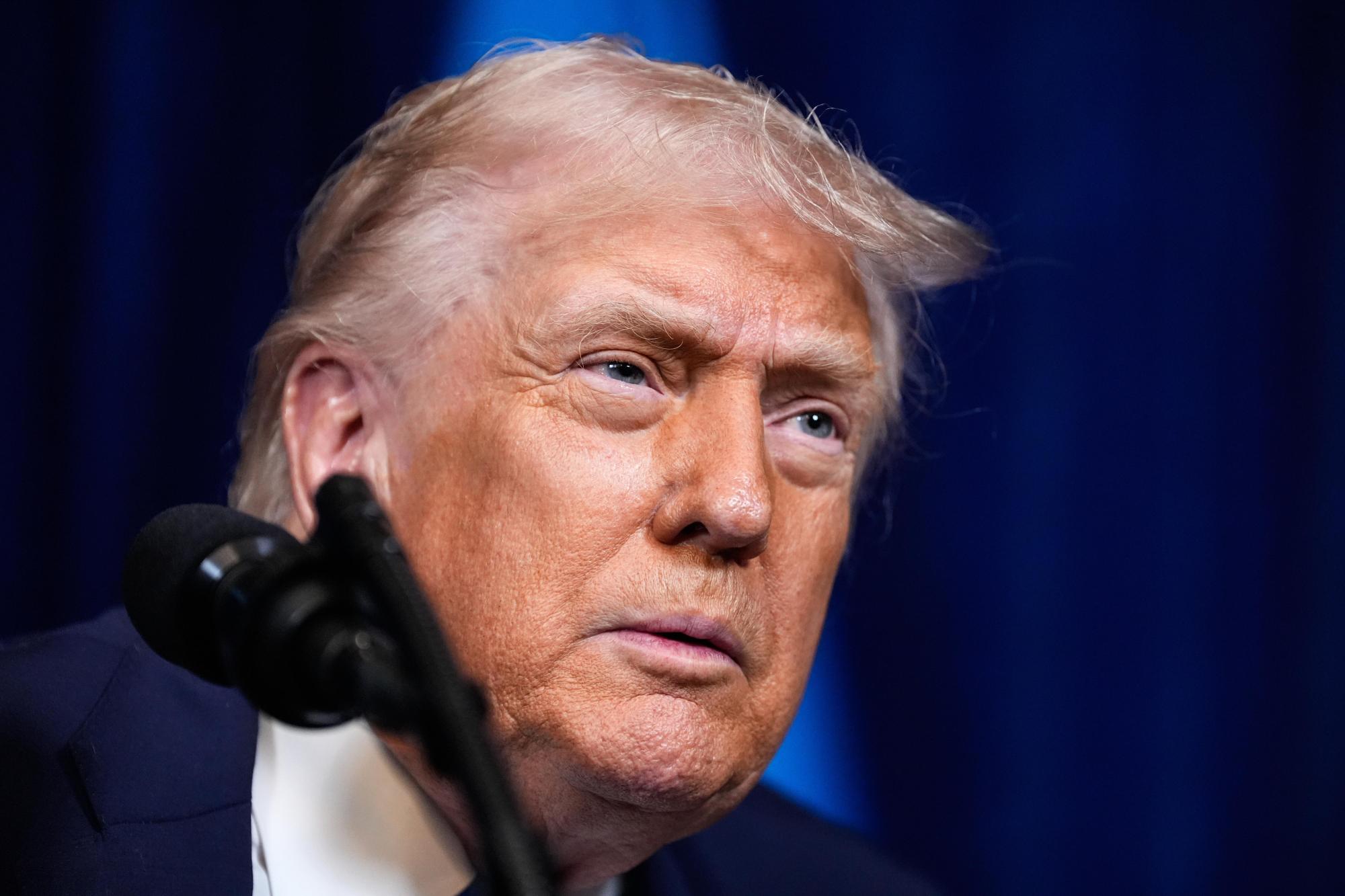 President Donald Trump speaks during a joint news conference.